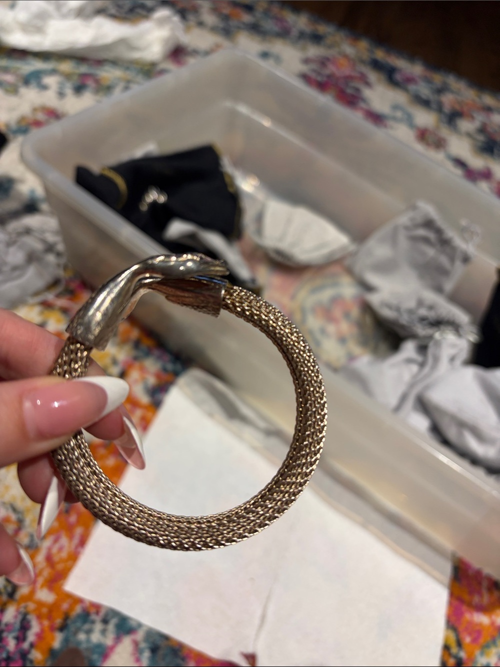 Whiting & Davis Bronze-Tone Serpent Bangle Bracelet